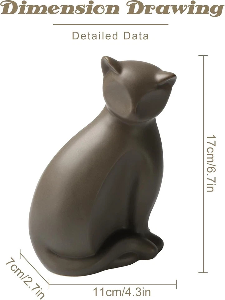 Pet Urns for Cats, Elegant Ceramics Keepsake for Pet Ashes, Small Brown Memorial