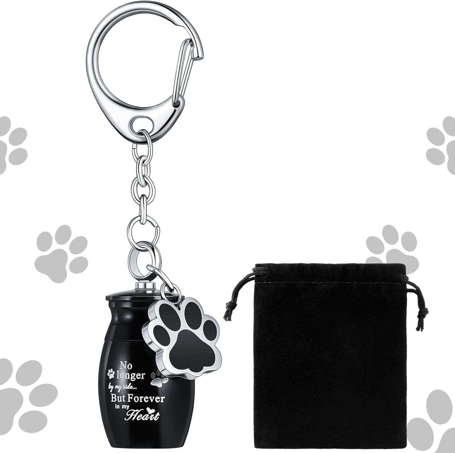 Cremation Pet Dog Urns Keychain for Ashes with Storage Bag Stainless Steel Small