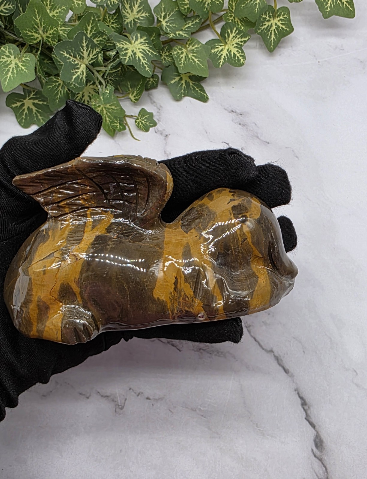 Mountain Jasper Winged Angel Dog – Pet Memorial Statue, Gemstone Pet Loss Gift