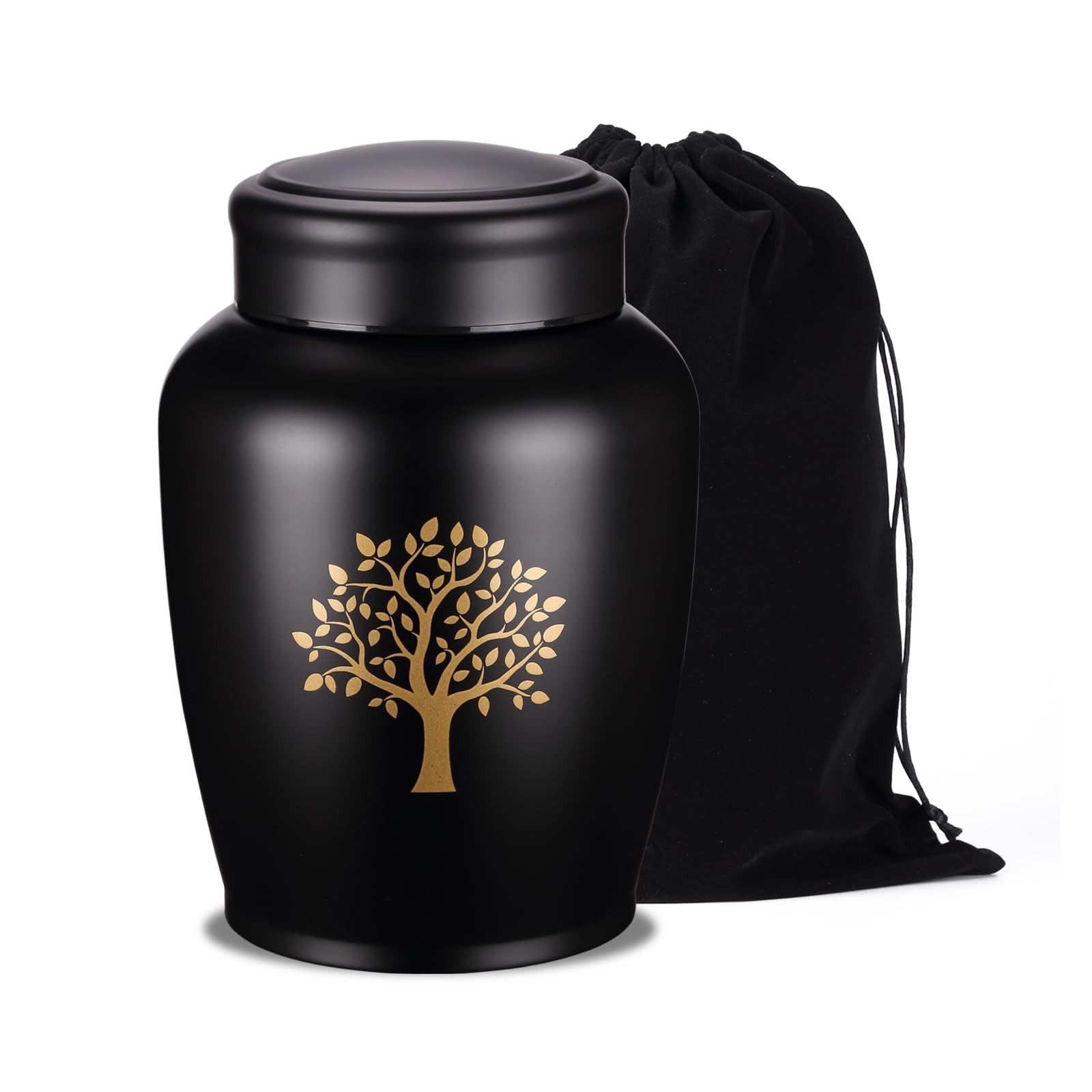 Large Black Urns for Ashes for Women Men,Tree of Life Cremation Metal Urn for…