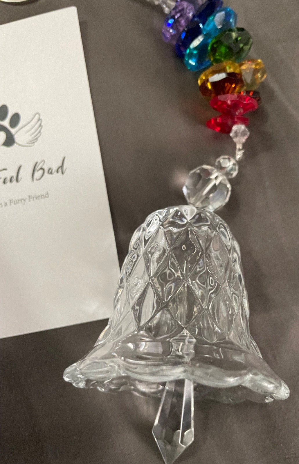 PET REMEMBRANCE MEMORIAL CRYSTAL BELL SUNCATCHER for your loved dog or cat – NIB
