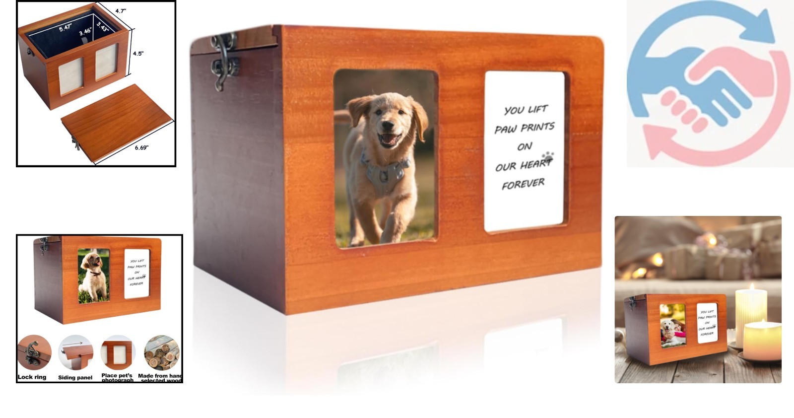 Handcrafted Wooden Pet Urns for Dogs and Cats – Secure Sliding Lid & Photo Space