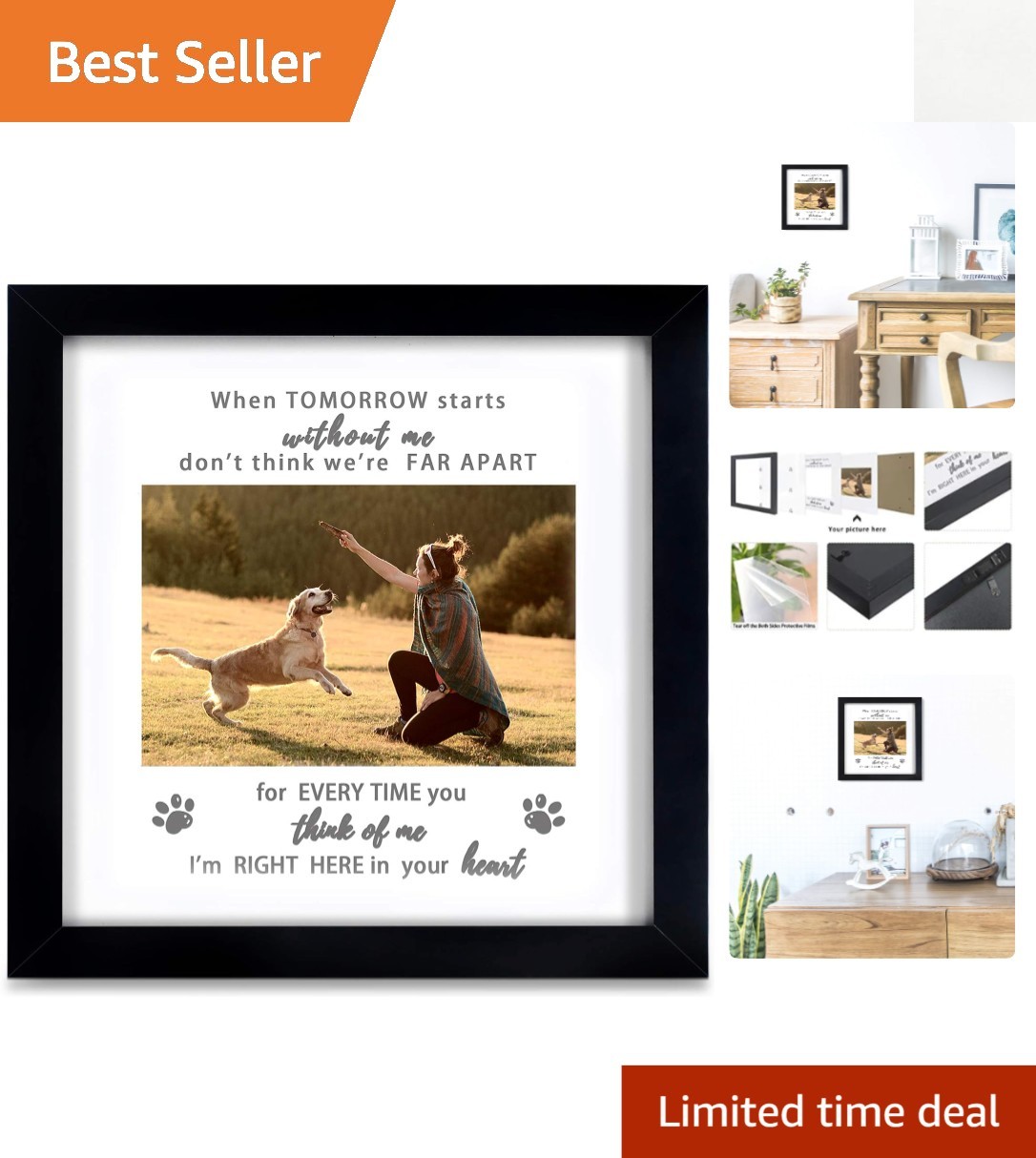 Elegant 9×9 Pet Memorial Picture Frame – A Lasting Tribute to Your Furry Friend