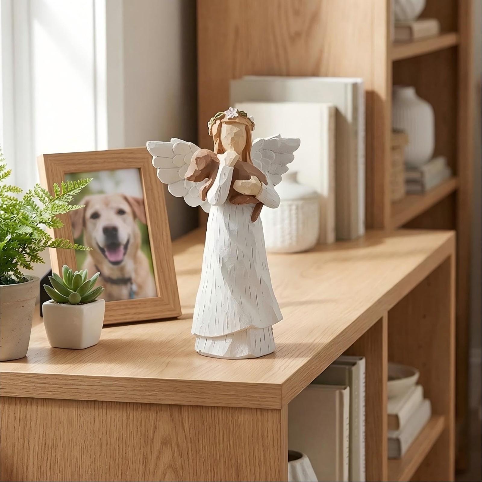 Angel of Friendship Dog Memorial Figurine with Rainbow Bridge Bracelet, 4.9 H…