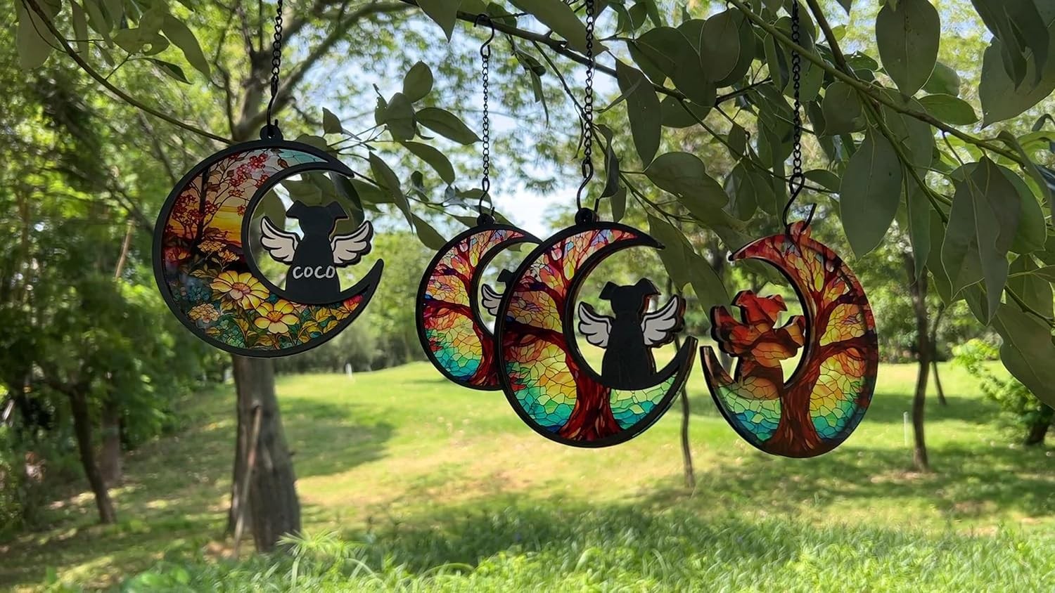DIY Dog Memorial Gifts for Loss of Dog, 2-Layer Dog Angel Memorial Suncatcher wi