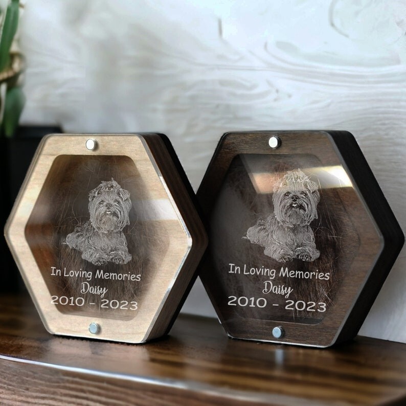 Custom Dog Fur Memorial Box, Engraved Pet Loss Gifts, Dog Portrait Gift