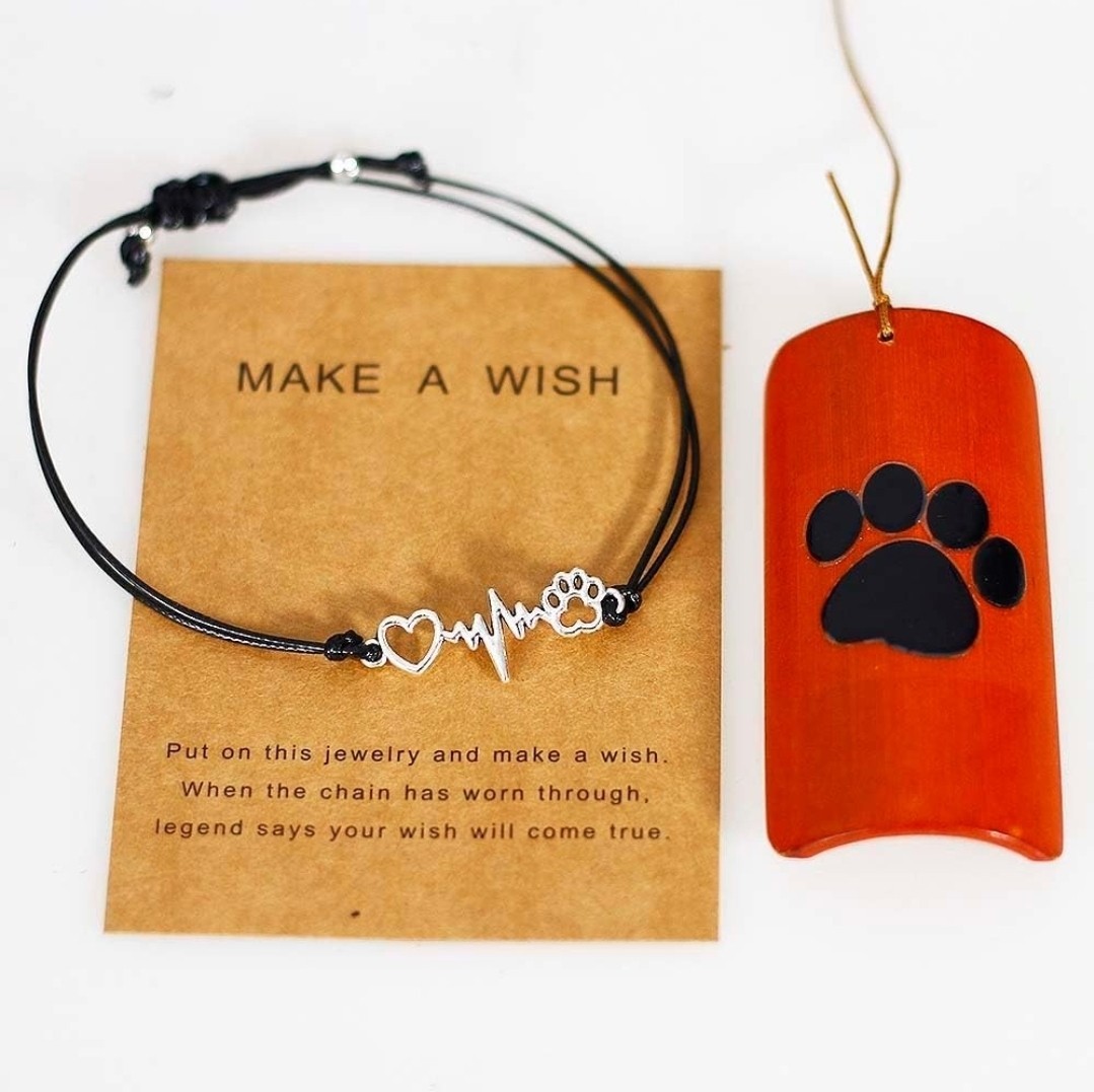 Bamboo Pet Memorial Wind Chimes with Bracelet Dog Memorial Gifts for Loss of Dog
