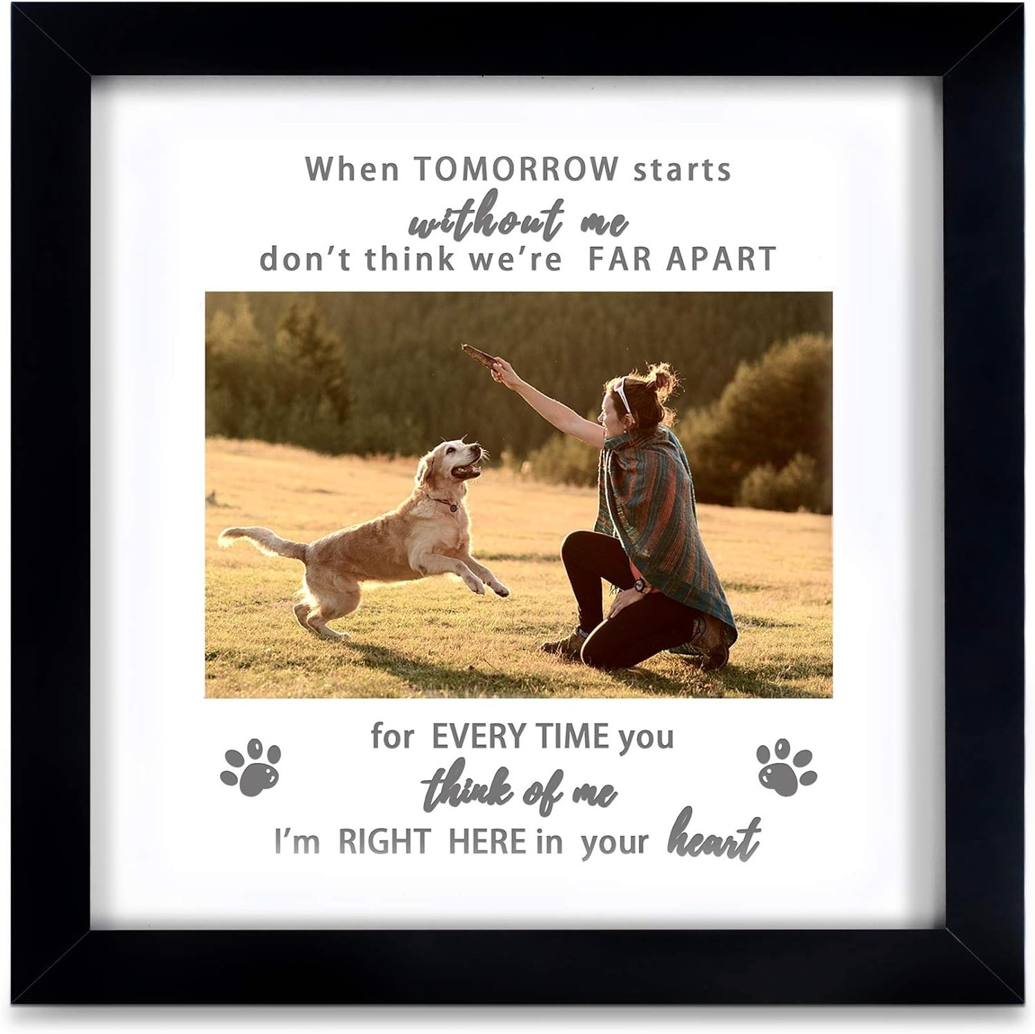 Inspirational 9×9 Pet Tribute Frame with Comforting Message – Cat/Dog Memorial