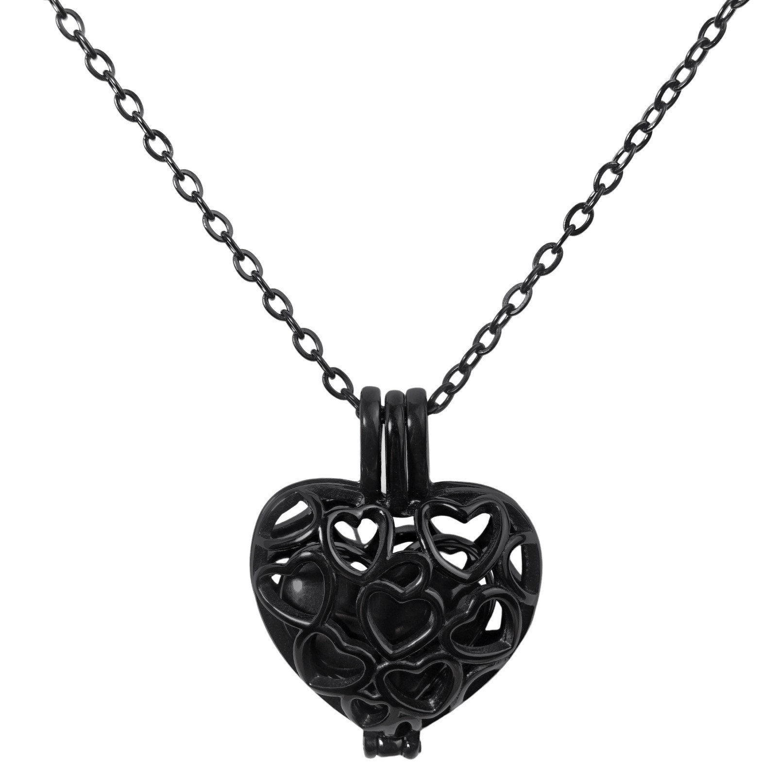 Black Paw Print Heart Pet Ashes Memorial Necklace with Inner Box For Dog&Cat