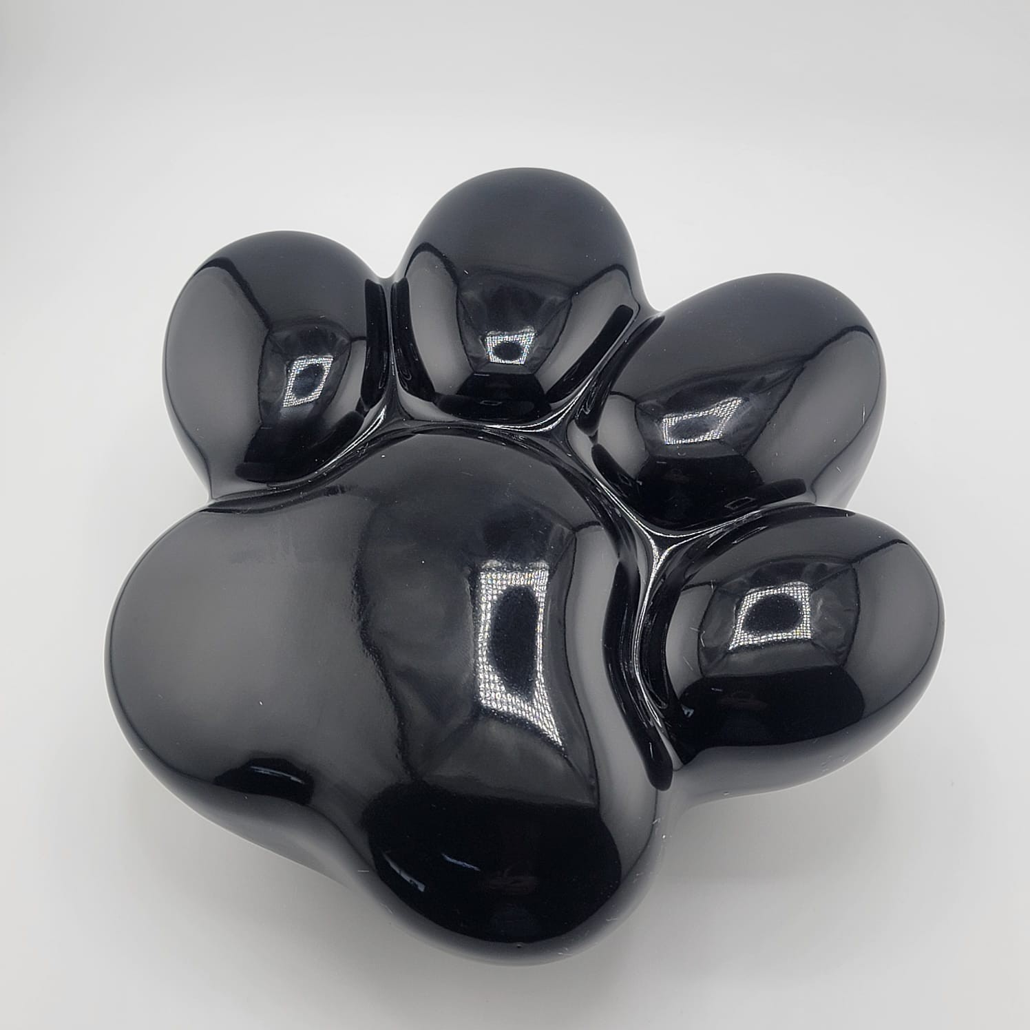 Paw Print Pet Ashes Urn – Glossy Ceramic Memorial Keepsake – Black/Red/White