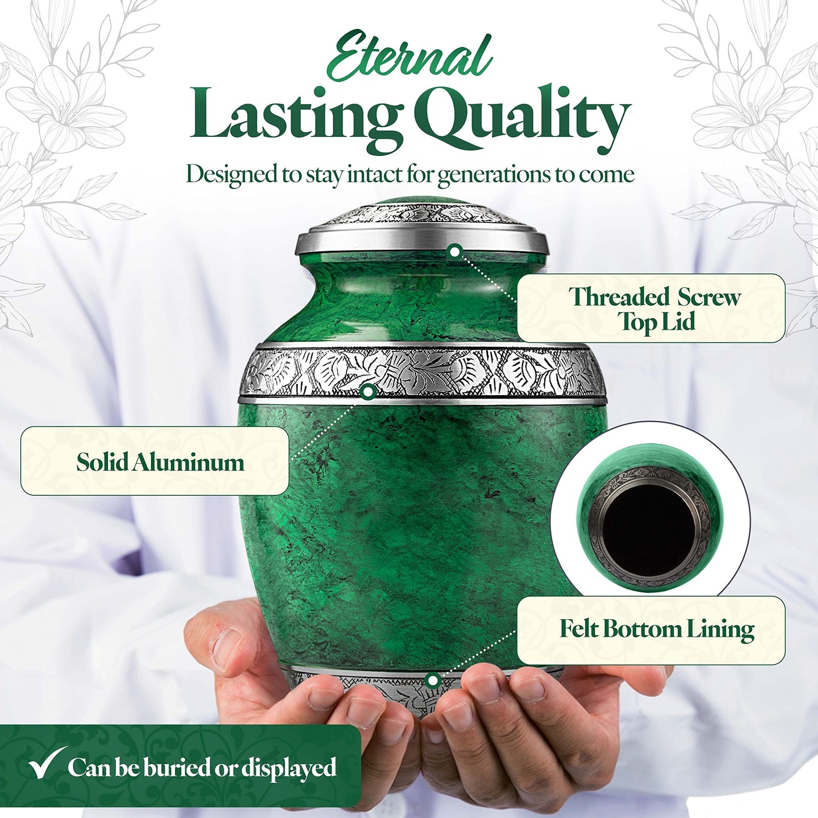 GSM Brands Cremation Urn Holds Adult Human Ashes – Large Handcrafted Funeral …