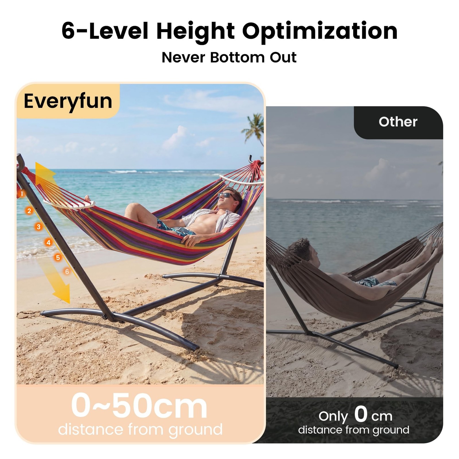 EveryFun Double Hammock with Heavy-Duty Steel Stand,Portable,Easy Assembly,60…
