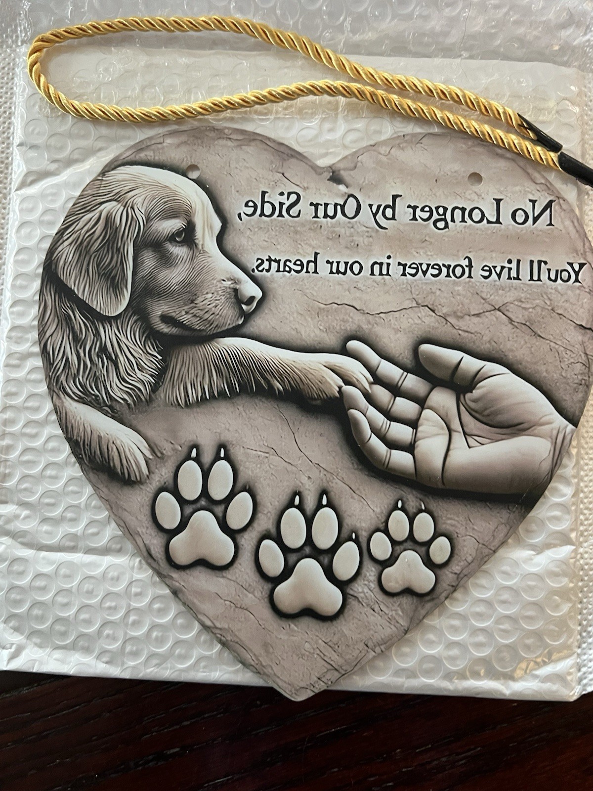 Pet Memorial Heart Shaped Acrylic Sun Catcher Wall Hanging Pet Loss Keepsake NIP