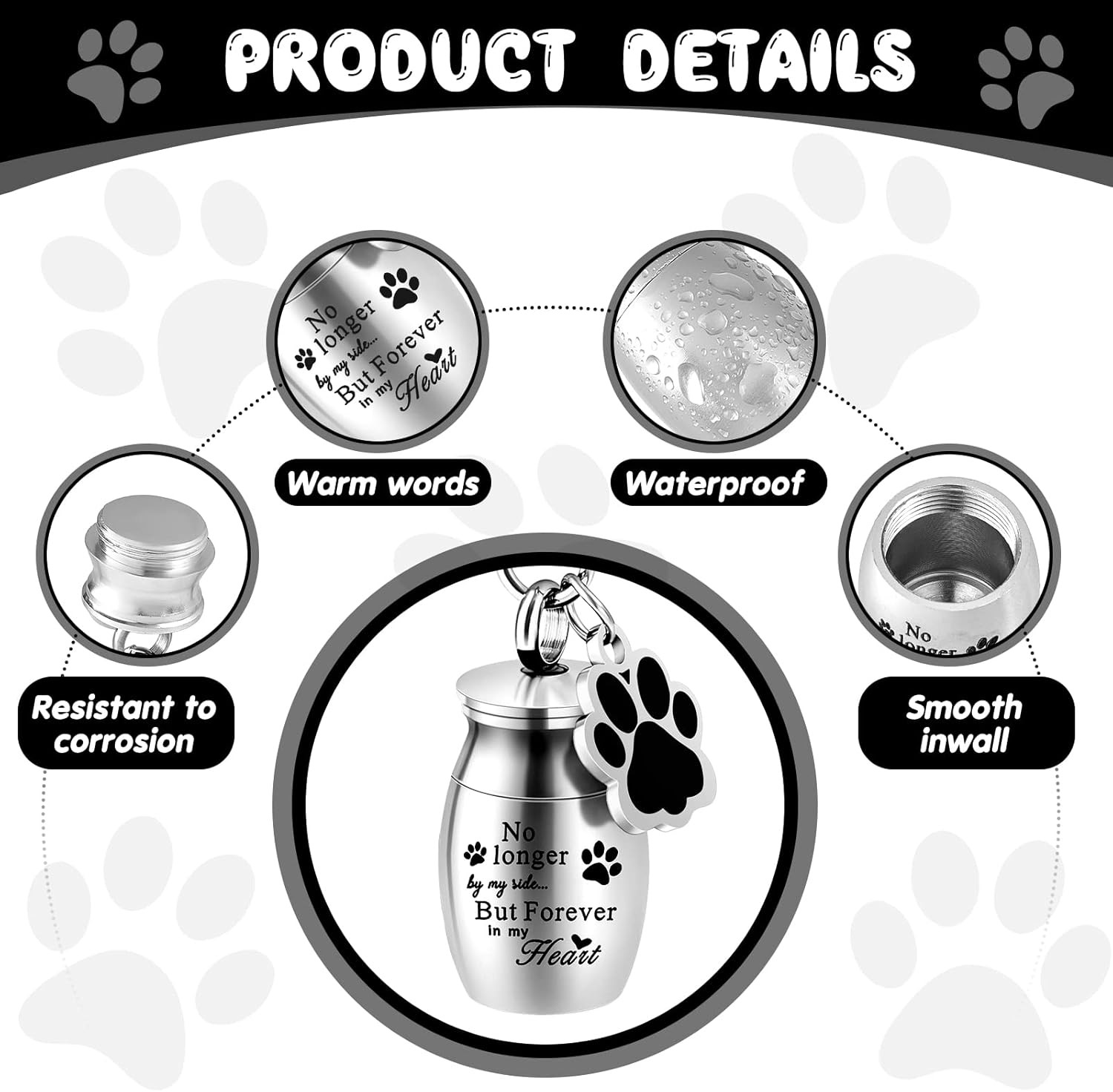 4 Pcs Pet Urns Keychain Pet Ashes Keychain Dogs Keepsake Cremation Jewelry Stain