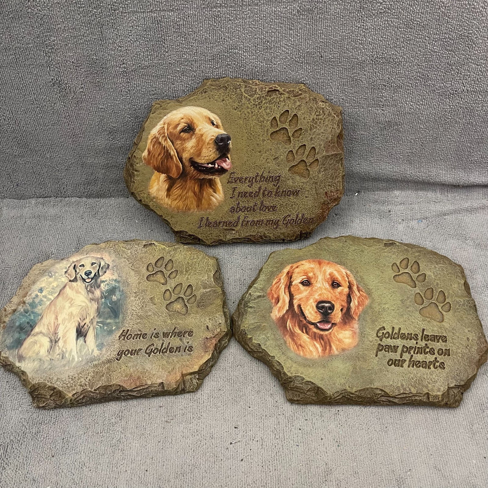 Golden: Forever in Our Hearts by Linda Picken Art Pet Memorial Portrait Set 0f 3