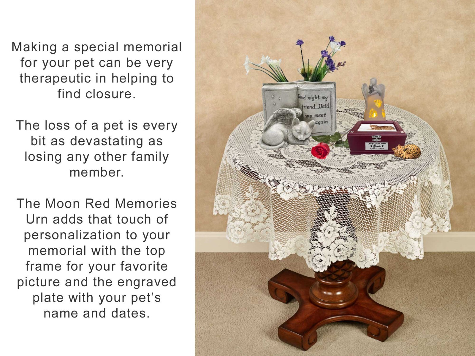 Small Pet Urn For Dogs or Cats, Picture Pet Urn, Engraved Pet Name Plate,