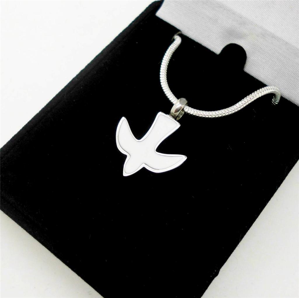 316L Stainless Steel White Dove Memorial Keepsake Cinerary Urn Pendant Jewellery