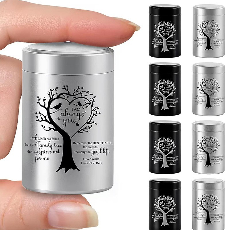 Pet Memorial Urn Aluminum Alloy Dog Cat Ashes Hair Storage Box Waterproof Funera