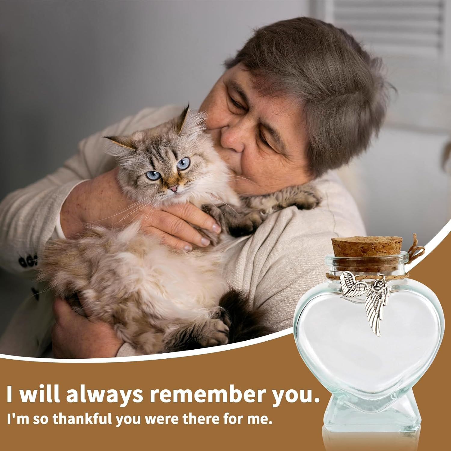 Dog Fur Keepsake Bottle, Pet Hair Memorial Glass with Heart Shape & 2 Silver Acc