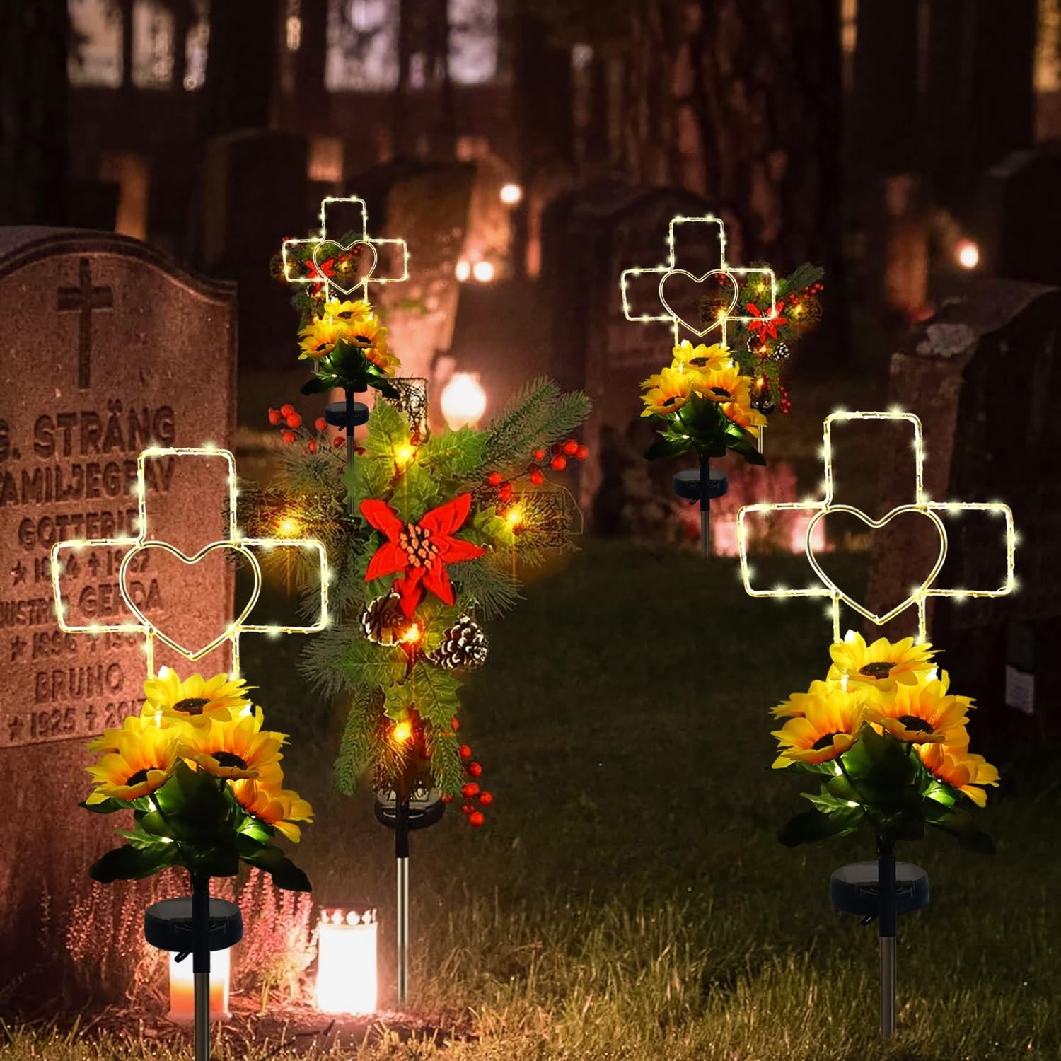 Lmtocs Solar Cross Cemetery Decorations for Grave, Memorial Sympathy Gift for…