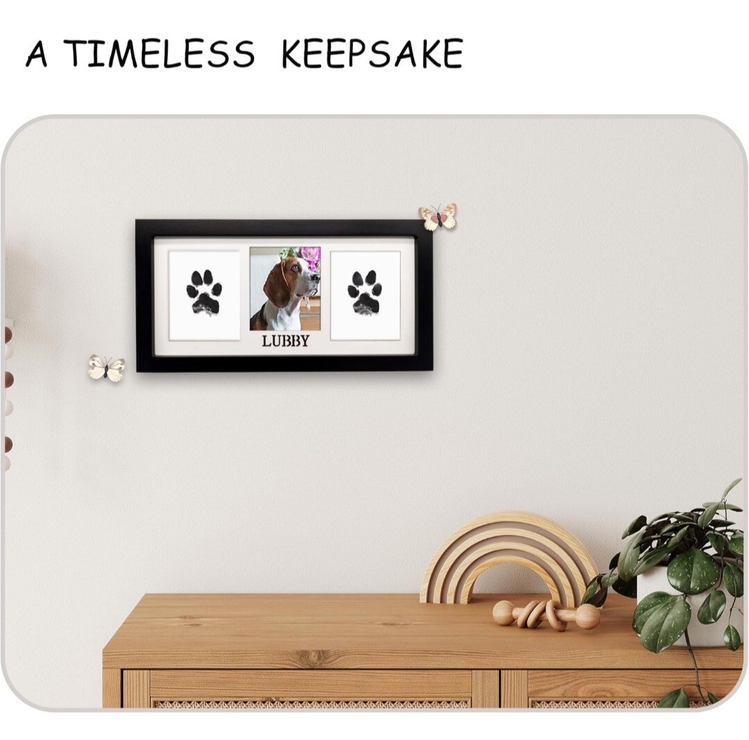 Paw Print Frame & Ink Pads Kit,Dog or Cat Paw Print Kit,2 No Mess Ink Pads fo…