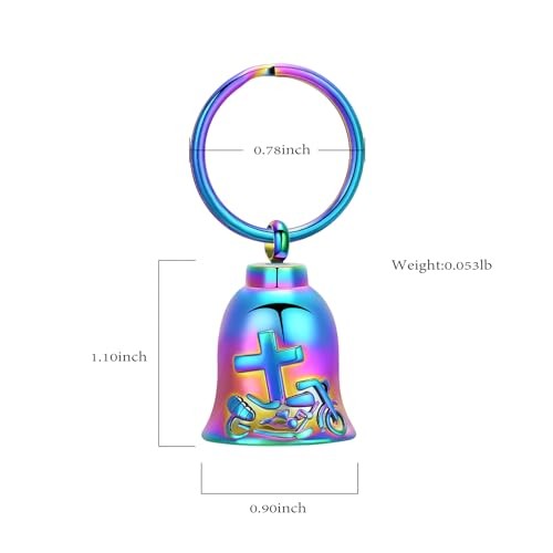 Bell Cremation Keychain for Ashes Holder Cross Motorcycle Keychain-colorful