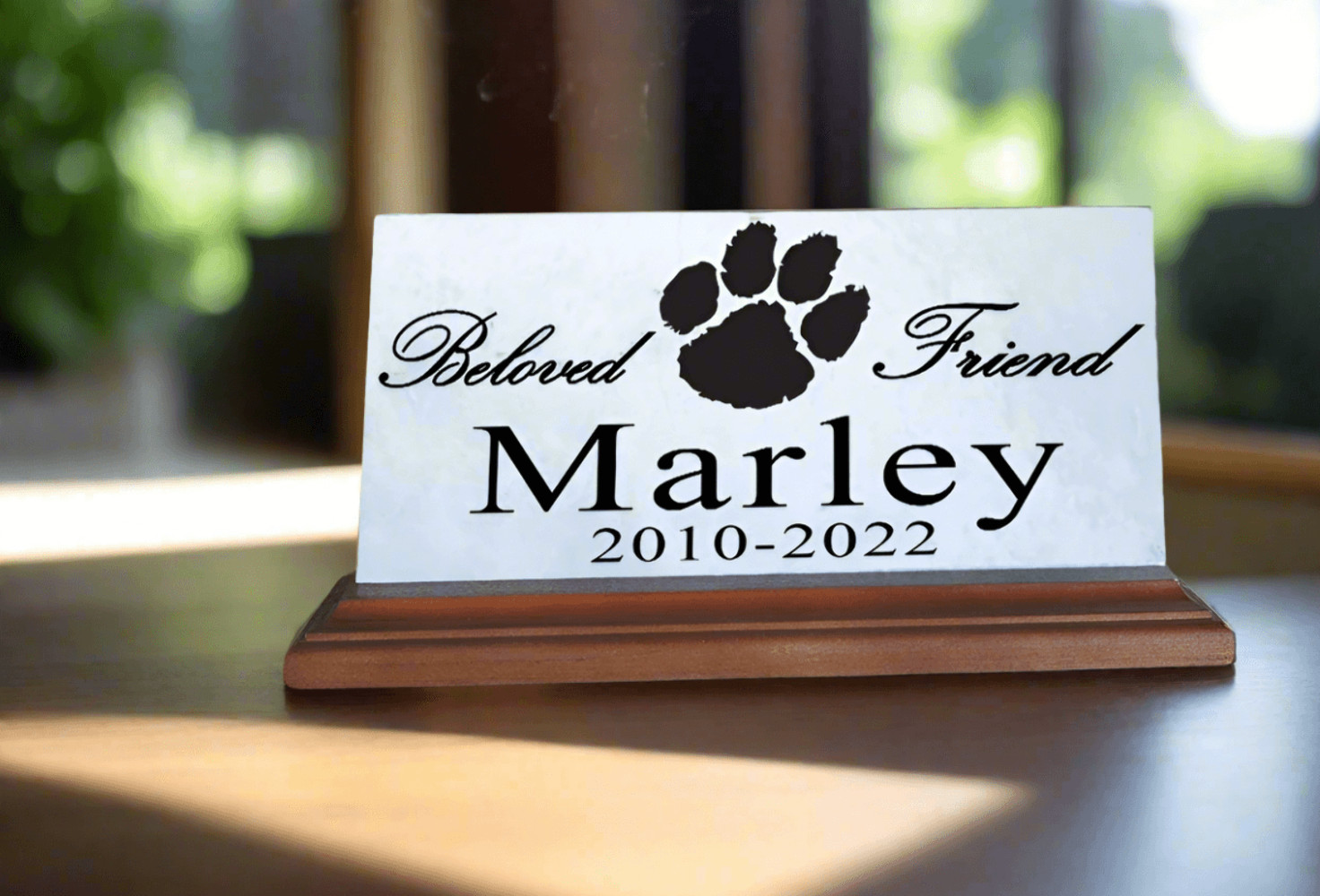Dog Memorial Plaque Keepsake Sign for Shelf Or Mantel Personalized Pet Name & Da