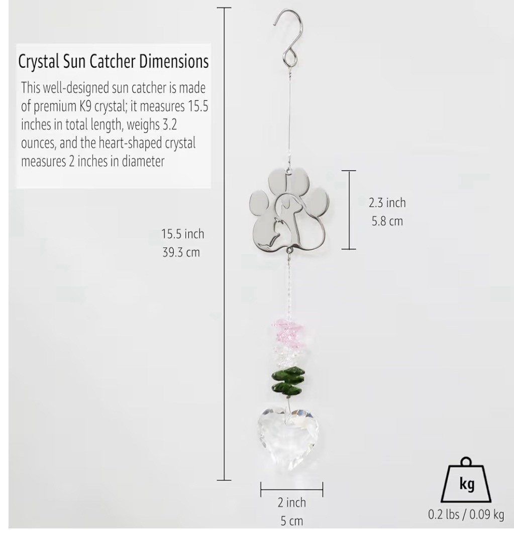 Pet Memorial Gifts for Dogs, Loss of Dog Sympathy Gift- Crystal Suncatcher- NIB