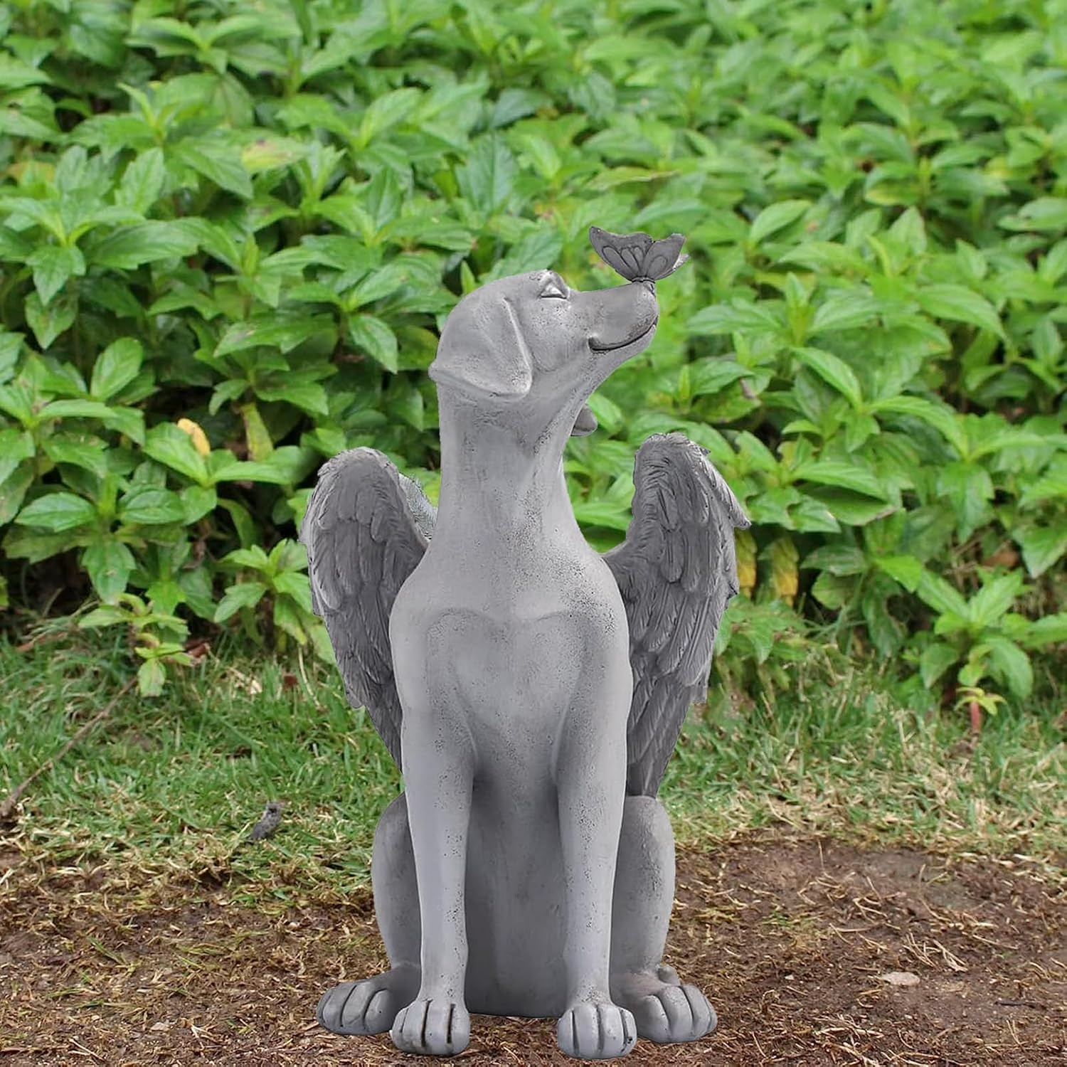 Angel Figurine Memorial Pet Puppy Dog Butterfly Stone Statue with Wings Garden G