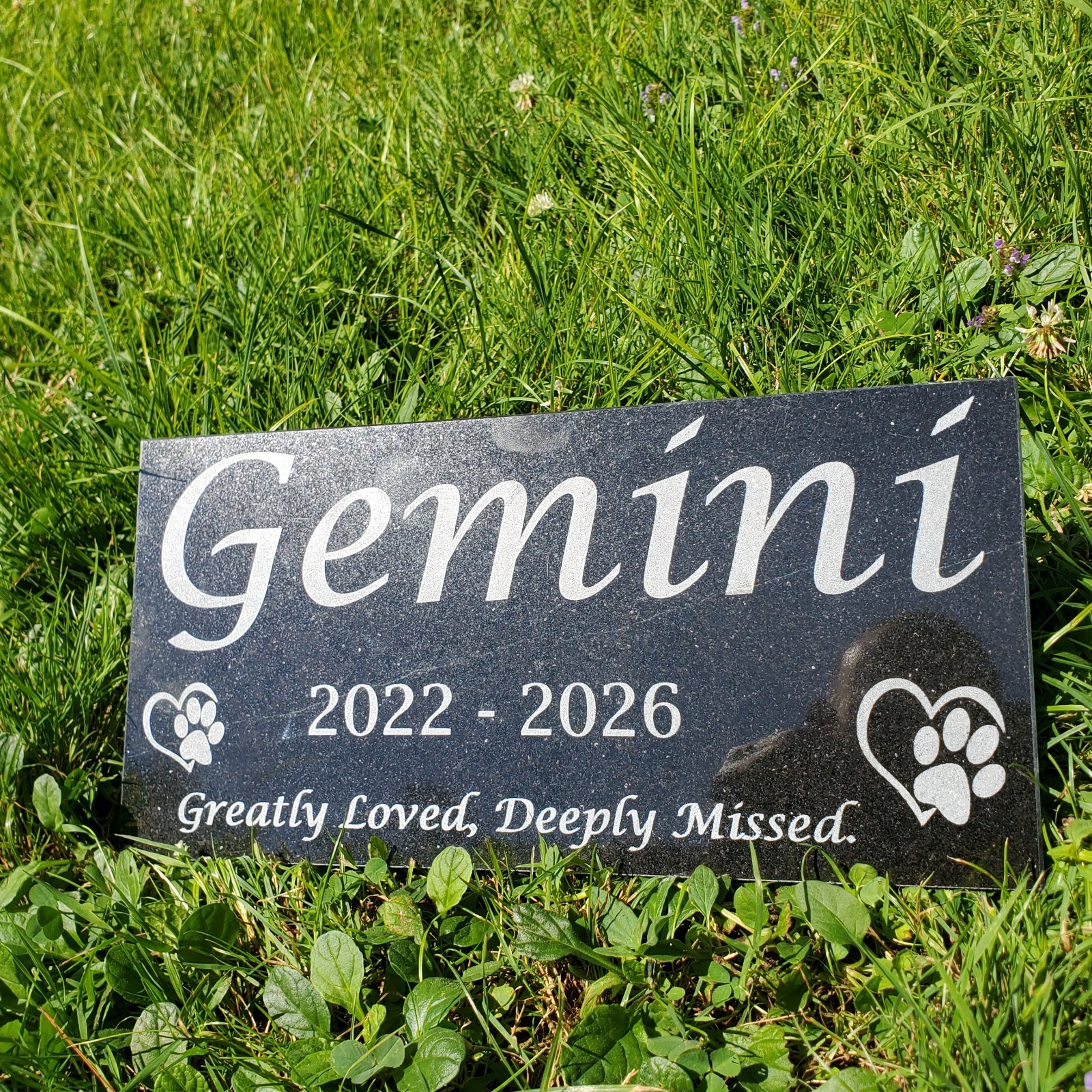 Grave Marker Headstone Garden Pet Loss Memorial Burial Stone Granite Plaque t26
