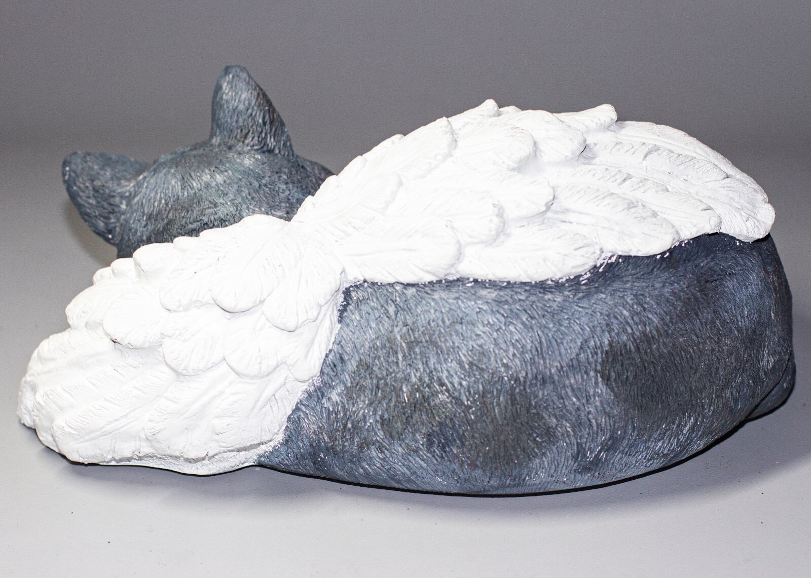 Gray Cat Angel Cremation Urn Pet Ashes Sculpture Keepsake Memorial Grave Decor