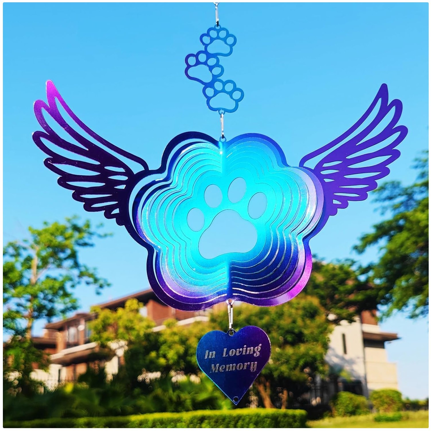 Angel Wings Pet Memorial Spinner, Dog Cat Remembrance
