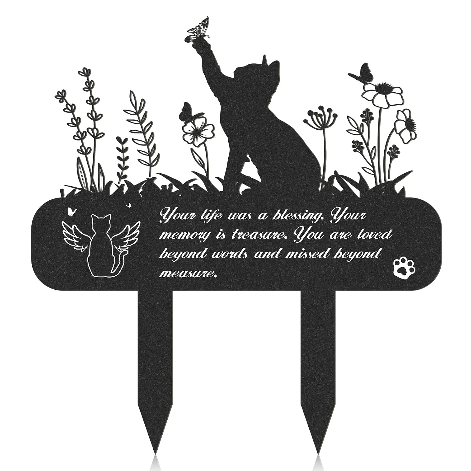 Waterproof Metal Cat Pet Memorial Plaque Grave Marker Cemetery Stake for Pets