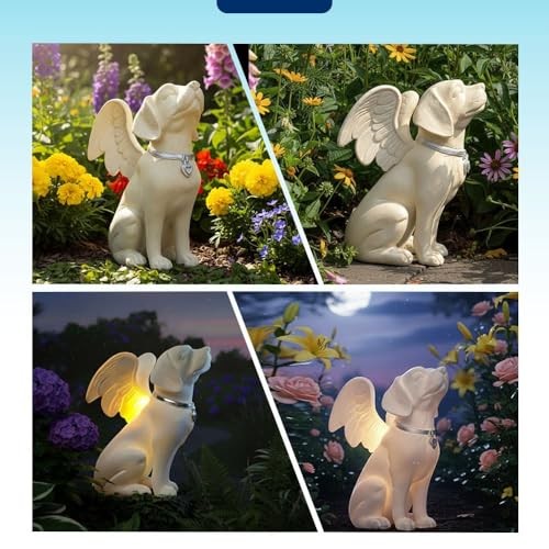 Dog Memorial Gifts – Dog Angel Statue Garden Solar Light – Pet Memorial