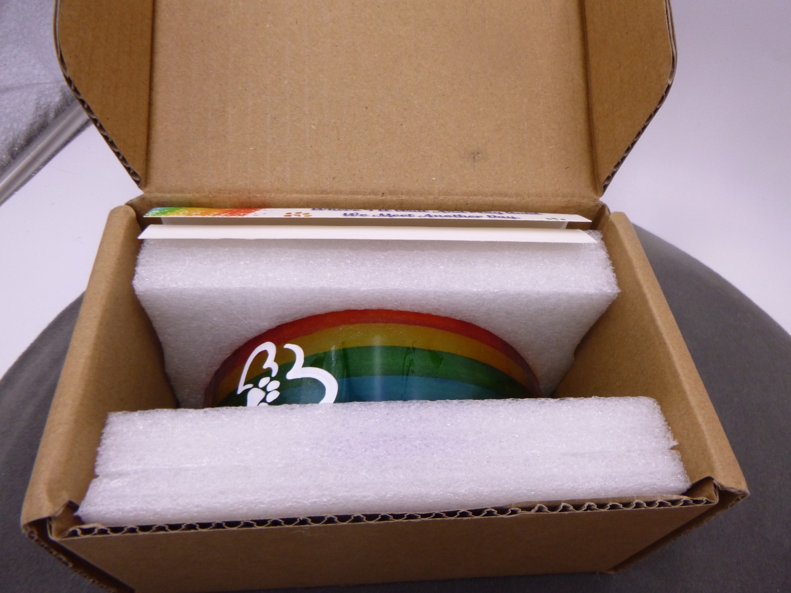 Pet Memorial fused glass rainbow bridge handmade card w/poem