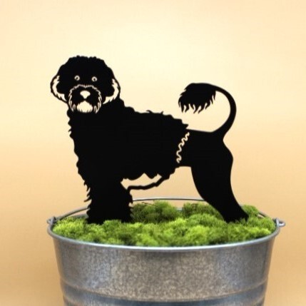 Portuguese Water Dog Black Metal Dog Silhouette
