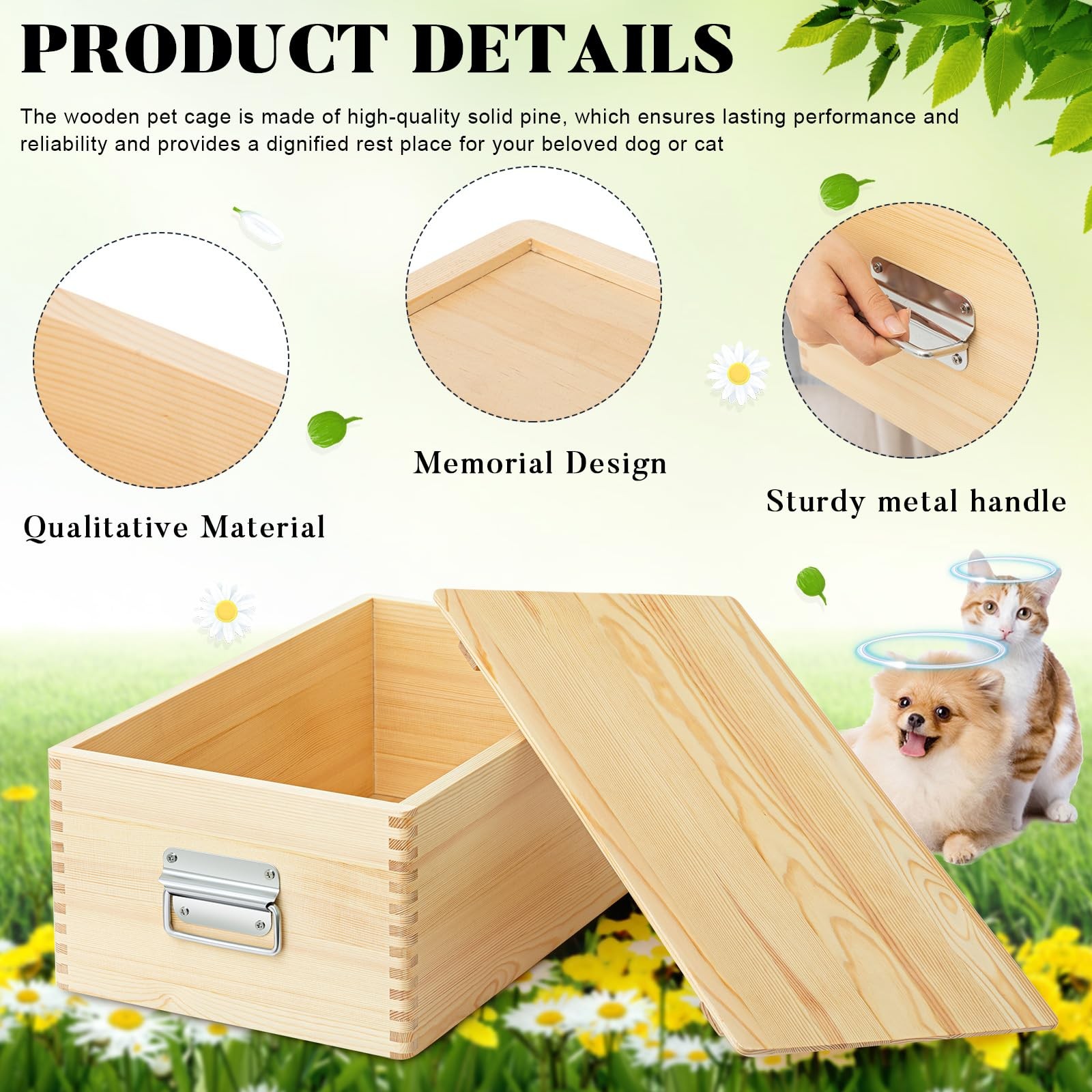 Pet Casket for Dogs and Cats, Wooden Burial Pet Loss Coffin Furry Loss Gift f…