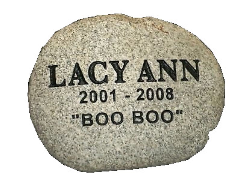 pet memorial grave marker -9″ personalized – custom engraved – river rocks
