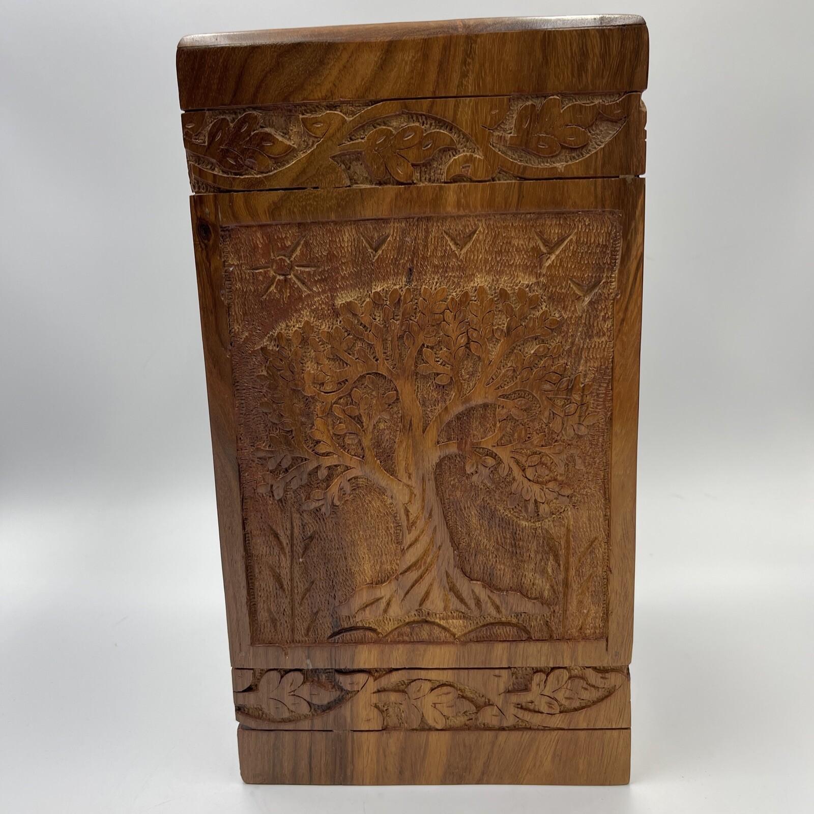 INTAJ Handmade Rosewood Urn – Tree of Life Wooden Urn (Soulful Tree)