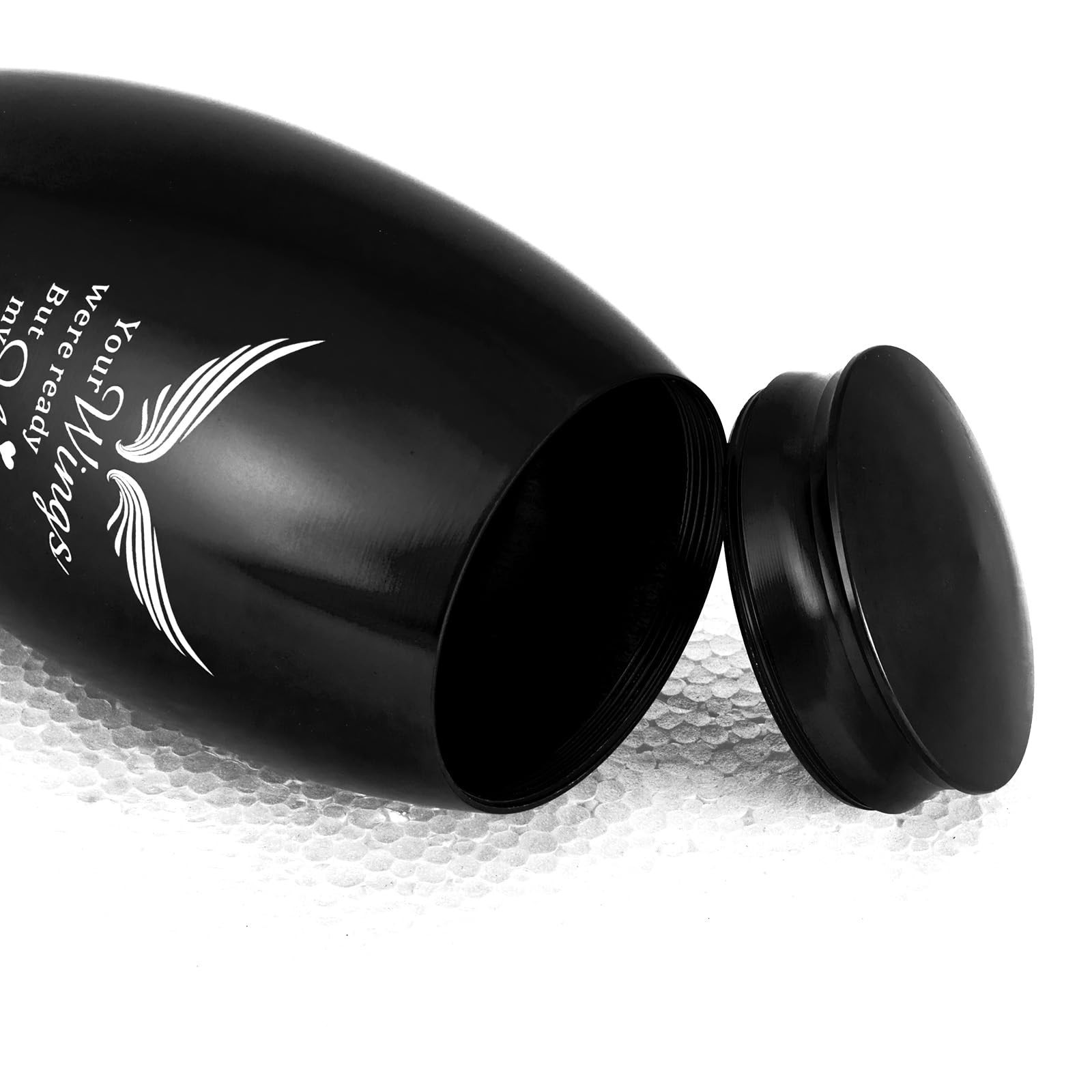 Small/Medium Urns for Human Ashes Adult Male Female,5.5″ Black Cremation Angl…