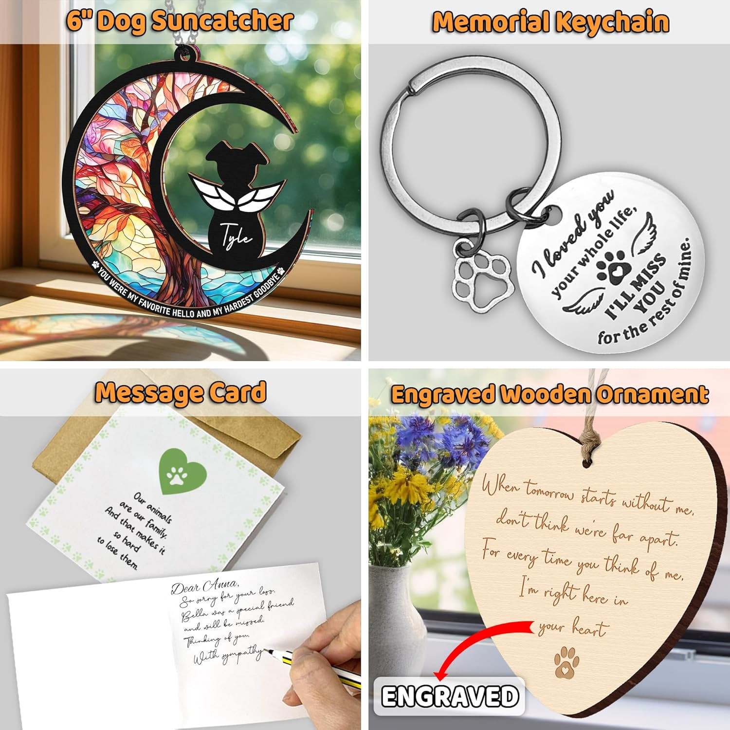 6″ DIY Dog Memorial Suncatcher – 4-In-1 Pet Memorial Gifts for Dogs, Loss of Dog
