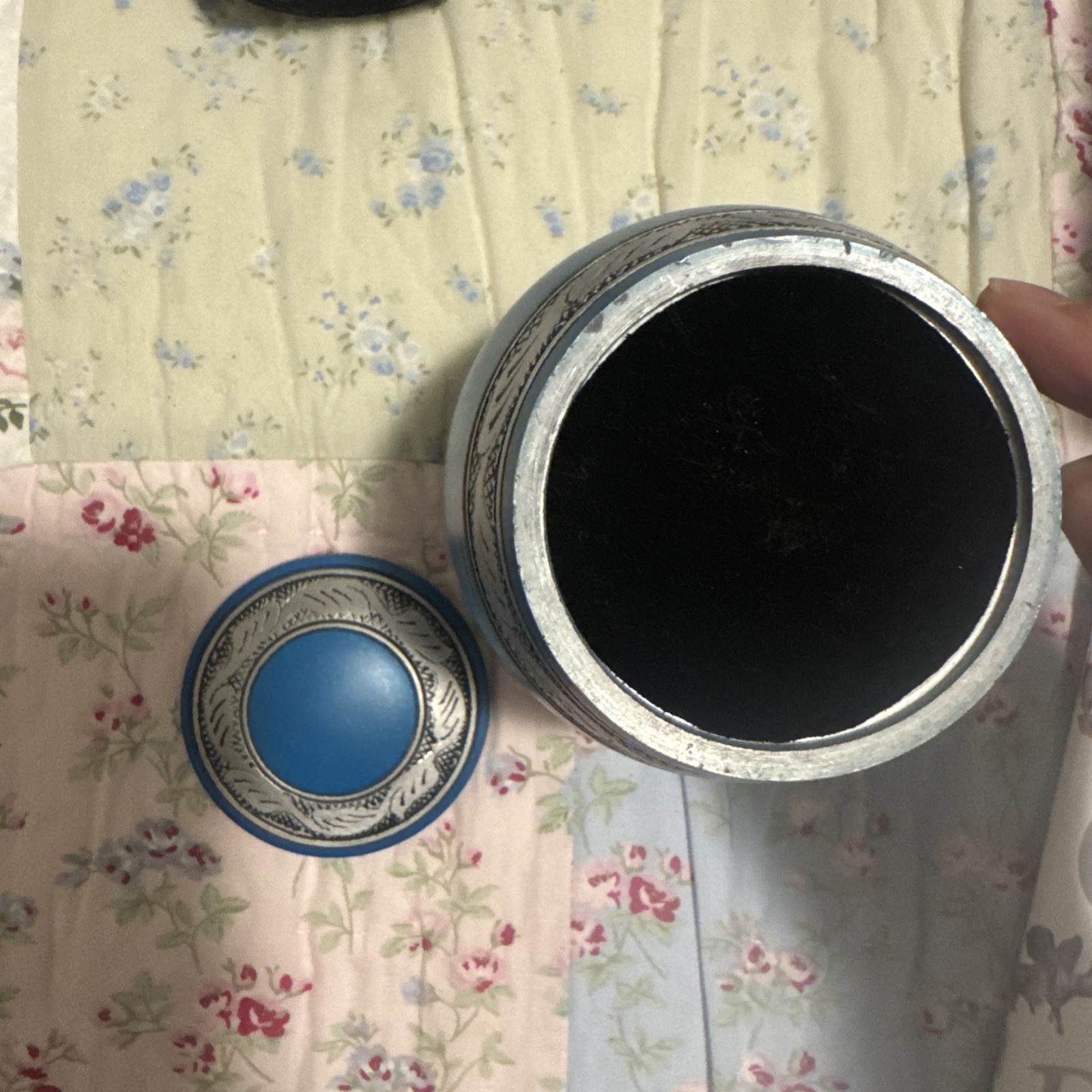 Silver Banded Blue Pet Urn For Dogs or Cats