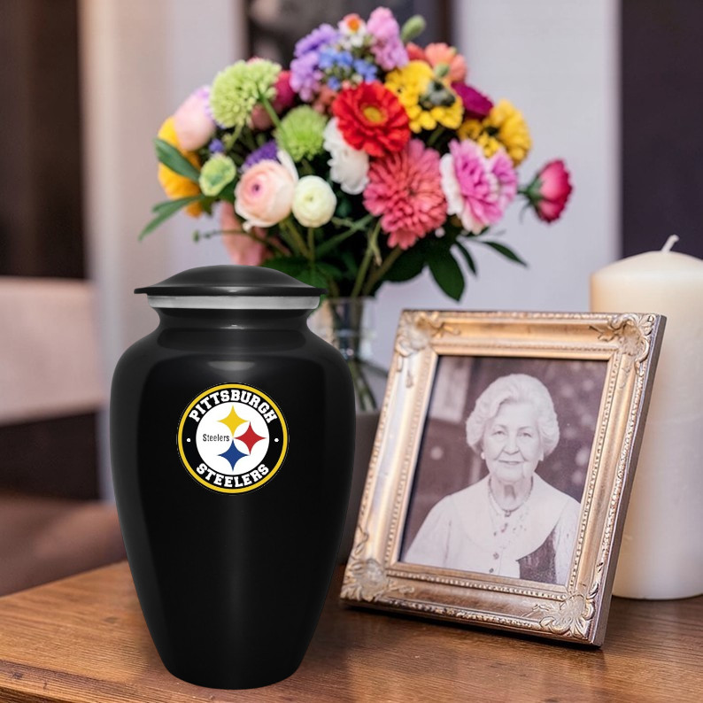 Custom Pittsburgh Steelers Football Theme Cremation Funeral Memorial Ashes Urn