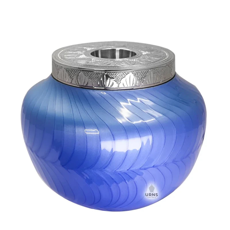 Ample Serenity Modern Blue Candlelight Adult Cremation Urn for Human Ashes