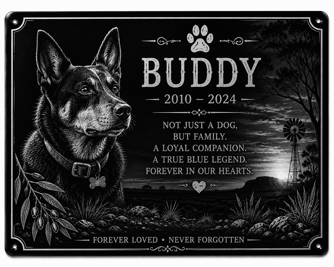 Personalised Pet Memorial Plaque Custom Photo Engraved Aluminium Dog Cat Horse