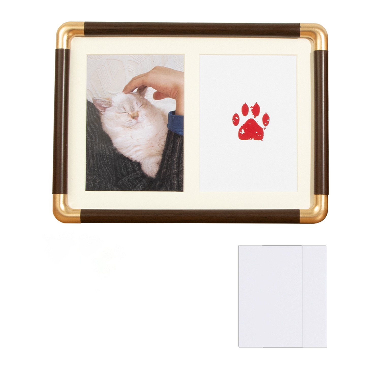 7/8/10″ Pet Paw Print Memorial Frame Cat Dog Inkless Pad Bronze Corner Display