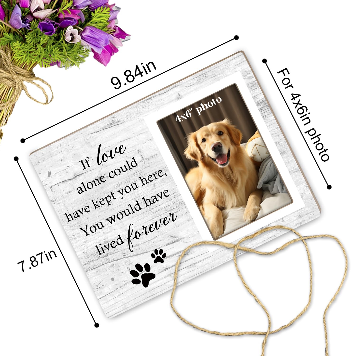 Dog Memorial Picture Frame, Pet Sentiment Memorial Gifts for Loss of Dog, Pet Pi