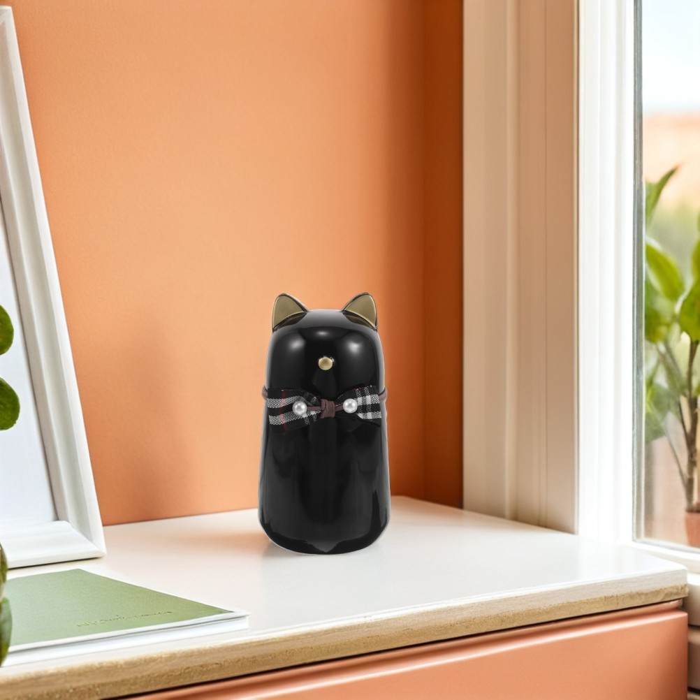 Decorative Black Cat Funeral Urn Ceramic Keepsake Box for Pet Ashes Storage