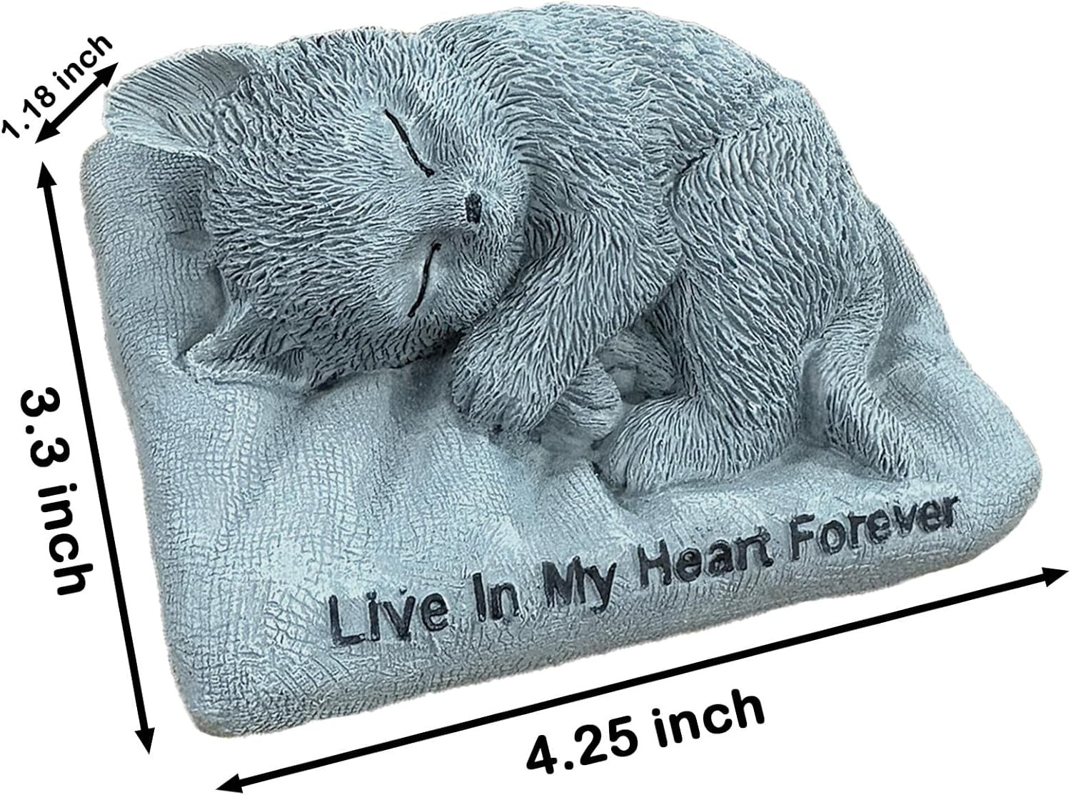 Cat Memorial Stone – Resin Sleeping Cat Statue for Garden & Grave Marker