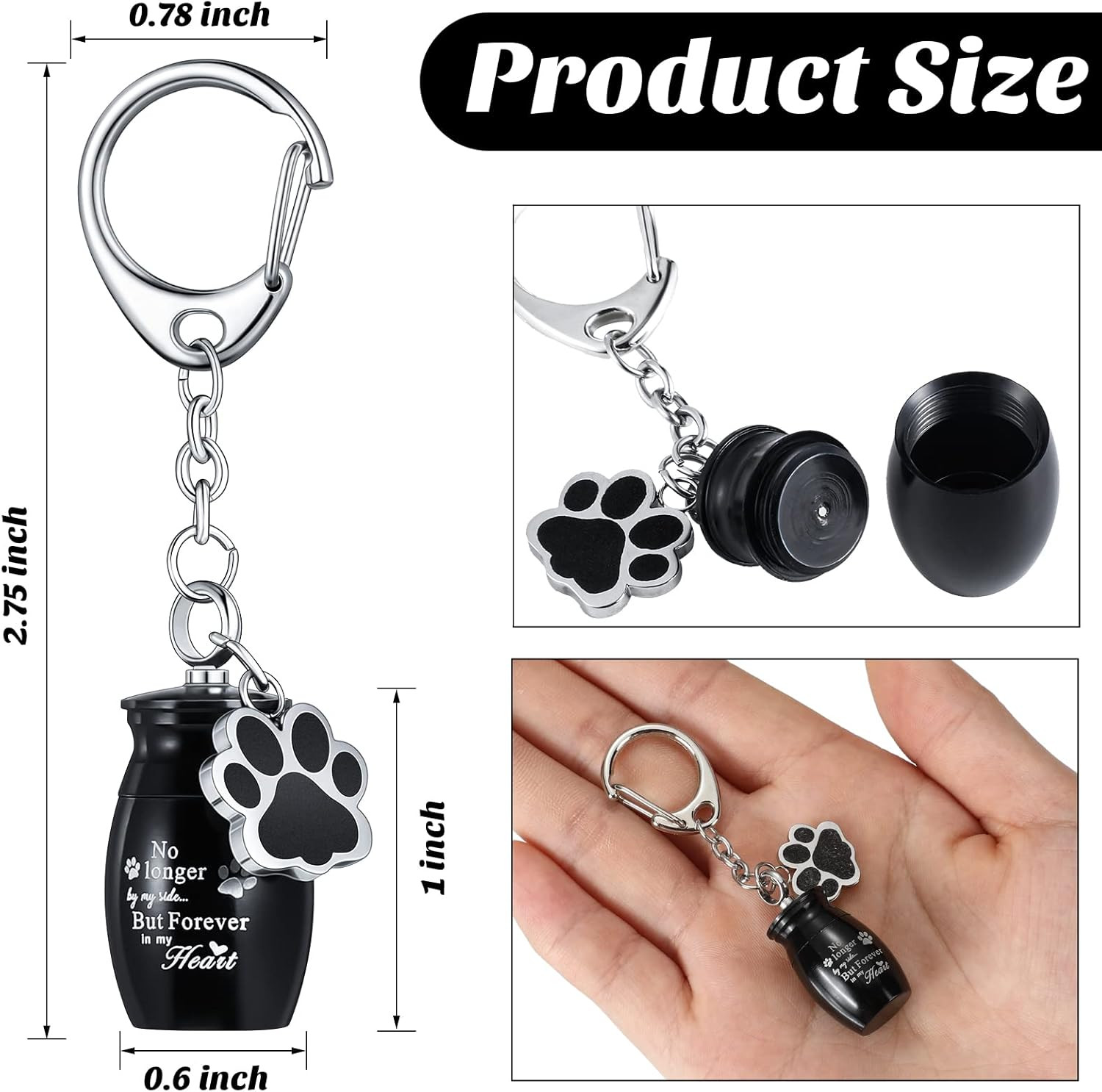 Cremation Pet Dog Urns Keychain for Ashes with Storage Bag Stainless Steel Small